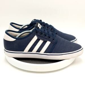 Adidas Seeley Mens Size 12 Blue Canvas Casual Low Top Sneakers Shoes AQ8530